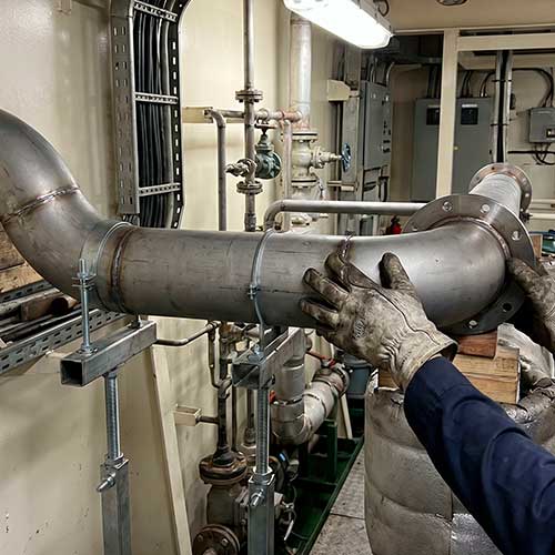 tuberías de exhaustación náutica, escape motores marinos, fabricación exhaustación barcos, reparació